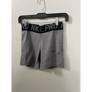 Nike Pro Dri-Fit Women's Gray Black Logo Tight Fit Training Shorts Size Large